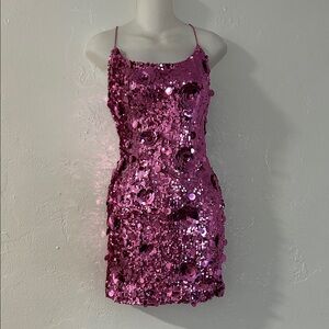 B Darlin Pink Sequin Mini Dress